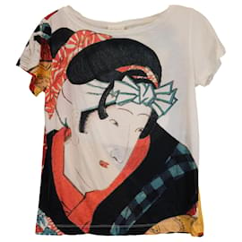 Dries Van Noten-Dries Van Noten Geisha Japanese Print T-Shirt in Multicolor Cotton-Other