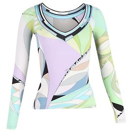 Blusa Emilio Pucci estampada com decote em V em seda multicolorida Outro Impressão em python