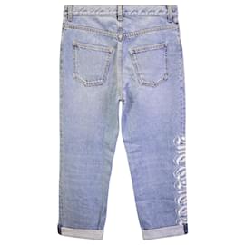 Alexander Mcqueen-Jeans bordados com logotipo Alexander McQueen em algodão azul claro-Azul,Azul claro