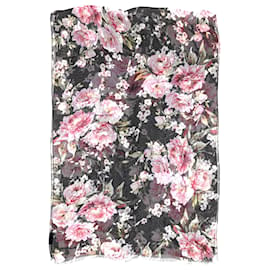 Dolce & Gabbana-Dolce & Gabbana Floral Scarf in Black & Pink Silk-Other