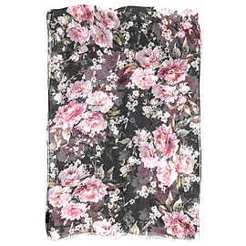 Sciarpa floreale Dolce & Gabbana in seta nera e rosa Altro