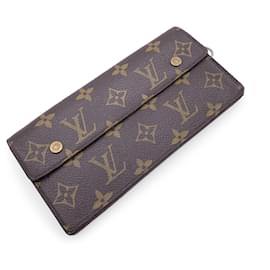 Louis Vuitton-Braune lange Akkordeon-Geldbörse aus Segeltuch mit Monogramm-Braun