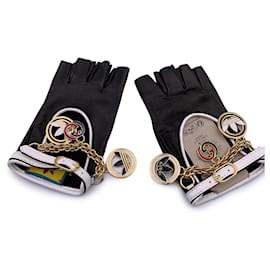 Autre Marque-Gucci Adidas Gants sans doigts en cuir noir Charms Taille 7,5-Noir