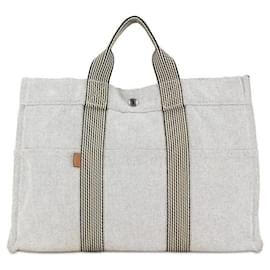 Hermès-Hermes Toile cabas MM Sac à main en toile en bon état-Autre