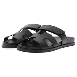 Hermès-HERMES  Sandals T.EU 39.5 Leather-Black