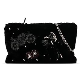 Miu Miu-Miu Miu Pearl Appliqué Lapin Fur Chain Shoulder Bag Canvas Shoulder Bag in Excellent condition-Other