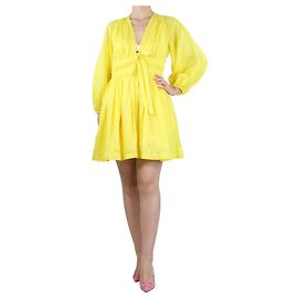 Zimmermann Minivestido amarillo de lino con mangas abullonadas - talla UK 42 Amarillo