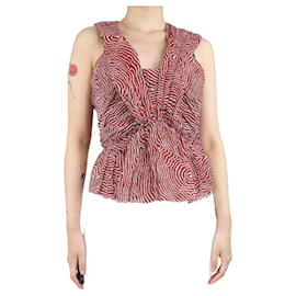 Isabel Marant-Red sleeveless V-neckline silk top - size UK 12-Red