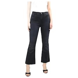Frame Denim-Washed black high-rise flare jeans - size UK 12-Black
