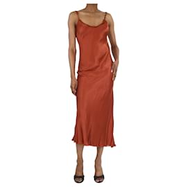 Autre Marque-Robe midi en satin marron rouille - taille UK 4-Marron