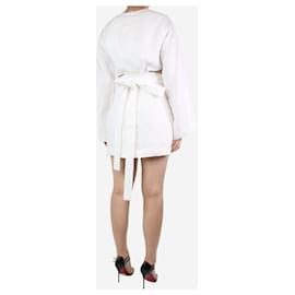 Autre Marque-Mini-robe découpée en lin blanc - taille M-Blanc