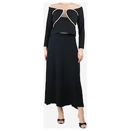 Jil Sander-Black A-line maxi skirt - size UK 14-Black