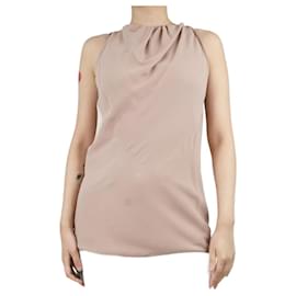 Brunello Cucinelli-Pink high-neck sleeveless silk top - size S-Pink