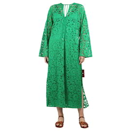 Valentino-Green floral lace midi dress - size UK 10-Green