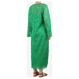 Valentino-Green floral lace midi dress - size UK 10-Green