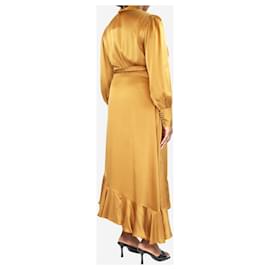 Zimmermann-Gold silk midi wrap dress - size UK 14-Other