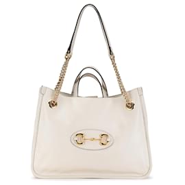 Gucci-Gucci White Medium Leather Horsebit 1955-White