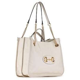 Gucci-Gucci White Medium Leather Horsebit 1955-White