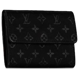 Louis Vuitton-Tarjetero Porto Monet de satén con monograma negro de Louis Vuitton-Negro