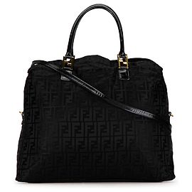 Fendi Schwarze Zucca Reisetasche aus Nylon Schwarz