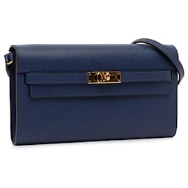 Hermès-Hermès Blue Epsom Kelly To Go Wallet-Blue