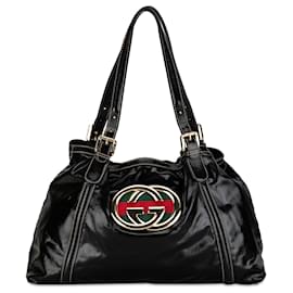 Gucci-Borsa Gucci Dialux Britt in tela rivestita nera-Nero