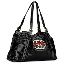 Gucci-Borsa Gucci Dialux Britt in tela rivestita nera-Nero