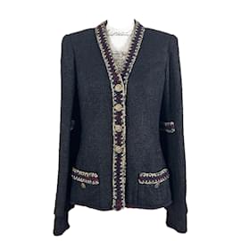 Chanel-Rare Timeless CC Buttons Black Tweed Jacket-Black