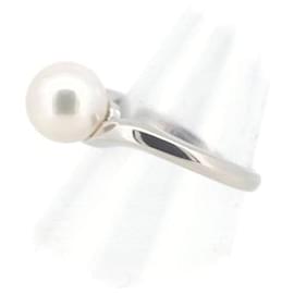 Mikimoto-Anello con perla in platino in ottime condizioni-Argento