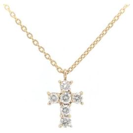 & Other Stories-Collier en diamant Vendome Aoyama Cross 0,18CT K18YG en excellent état-Doré