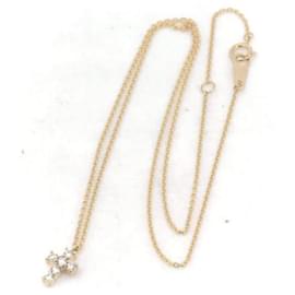 & Other Stories-Vendome Aoyama Diamond Cross Necklace 0.18CT K18YG in Great Condition-Golden