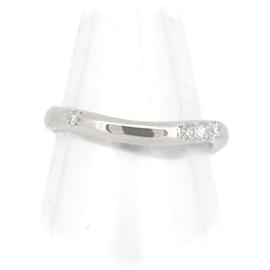 & Other Stories-Used PT900 Platinum Diamond Ring 0.11CT Size 10 in Great Condition-Silvery