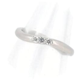 & Other Stories-Used PT900 Platinum Diamond Ring 0.11CT Size 10 in Great Condition-Silvery