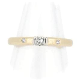 & Other Stories-Anillo de diamante K18/PT900 0.10CT 0.02CT Oro Amarillo Platino Talla 8 en Excelente Estado-Dorado