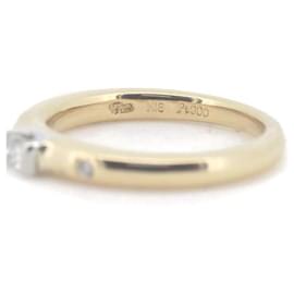 & Other Stories-Anillo de diamante K18/PT900 0.10CT 0.02CT Oro Amarillo Platino Talla 8 en Excelente Estado-Dorado