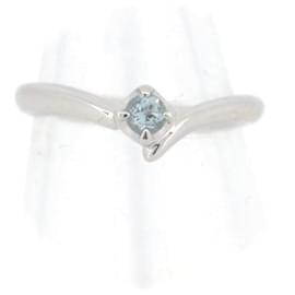 & Other Stories-Pre-owned PT950 Platinum Aquamarine Ring Size 8 in Great Condition-Silvery