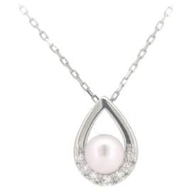 & Other Stories-Other Platinum Pearl Diamond Necklace  Metal Necklace in Excellent condition-Other