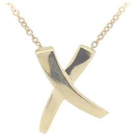 Tiffany & Co-Tiffany & Co K18YG Kiss Motif Necklace in Great Condition-Golden