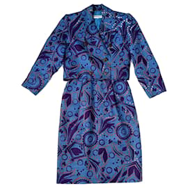 Yves Saint Laurent-Saint Laurent Rive Gauche suit dress and jacket in blue linen-Blue