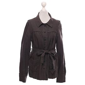 Chaqueta/Abrigo de lino gris de Comptoir Des Cotonniers. Marrón oscuro