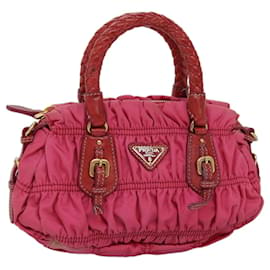 Prada-PRADA Hand Bag Nylon Pink Auth 75053-Pink