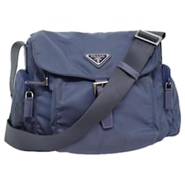 Prada-PRADA Shoulder Bag Nylon Blue Auth 74963-Blue