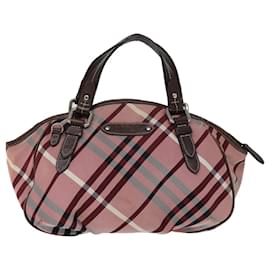 Burberry-BURBERRY Nova Check Blue Label Bolso de mano Lona Rosa Auth bs14318-Rosa