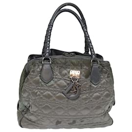 Christian Dior-Christian Dior Lady Dior Canage Hand Bag Nylon Gray Auth bs14281-Grey