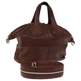 Givenchy-Bolsa de mão GIVENCHY Nightingale couro 2way marrom autenticação bs14188-Marrom