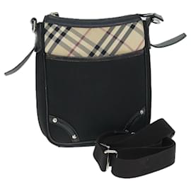 Burberry-Bolso de hombro BURBERRY Nova Check Nylon Negro Beige Autenticación 75144-Negro,Beige