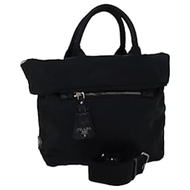 Prada-PRADA Hand Bag Nylon 2way Black Auth mr207-Black