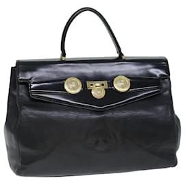 Versace-Bolsa de mão VERSACE em couro preto Auth yk12599-Preto