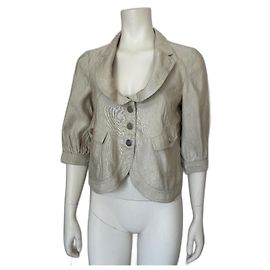 Autre Marque Armani Collezioni short beige jacket linen viscose Beige
