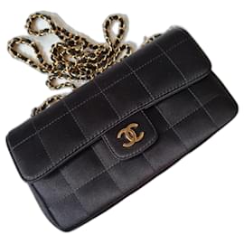 Chanel-Chocolate Bar Camellia Satin Flap Bag-Black